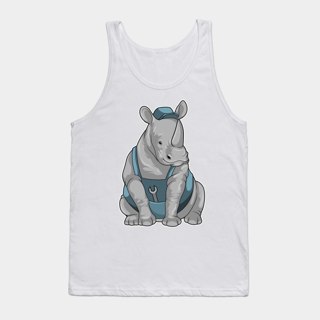 Rhino as Craftsman with Wrench Tank Top by Markus Schnabel